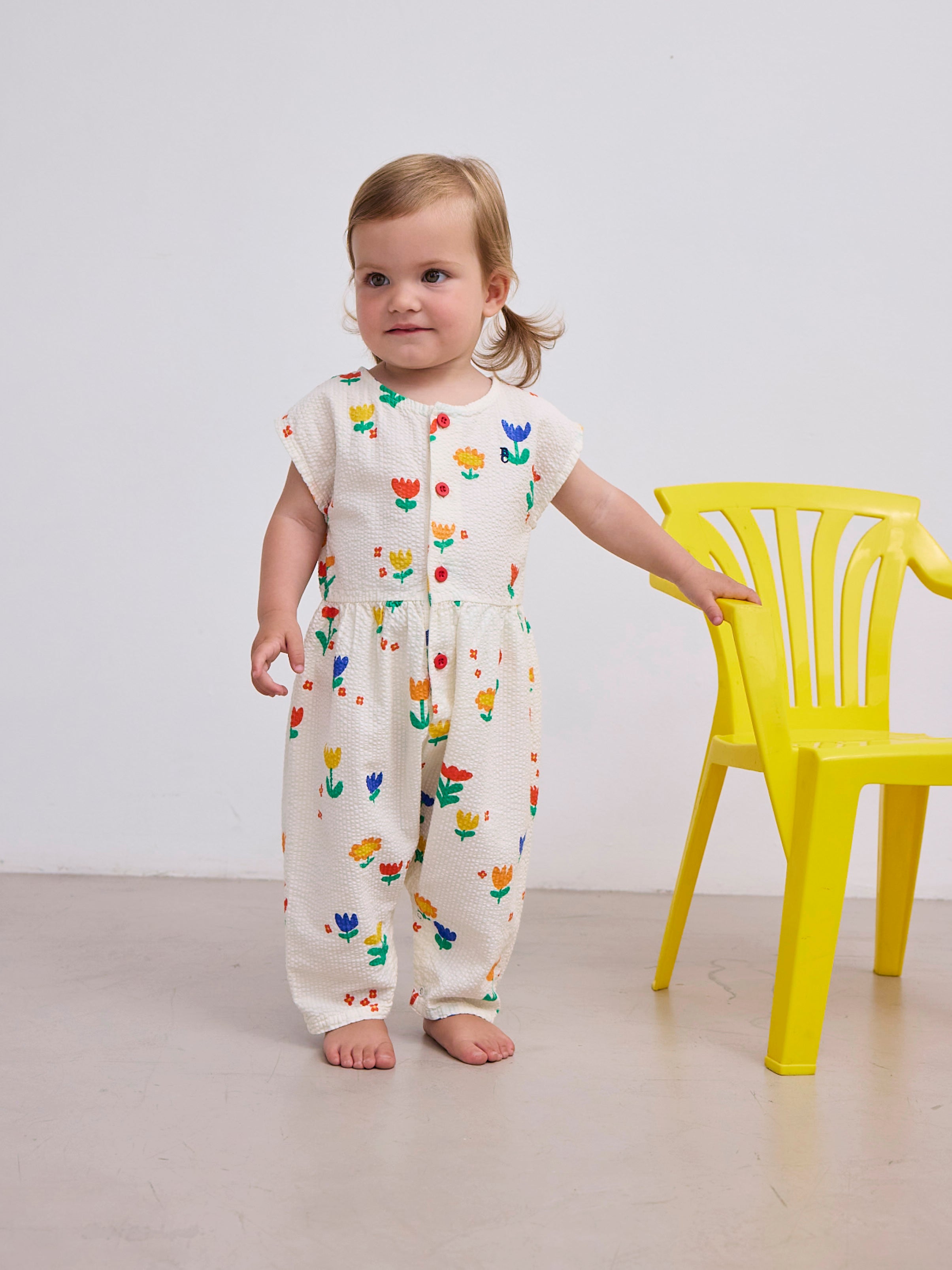 Bobo Choses Garden Party All Over Woven Overall - Off White