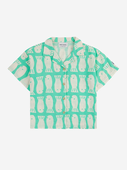 Bobo Choses Lucky Fish All Over Woven Shirt - Light Green