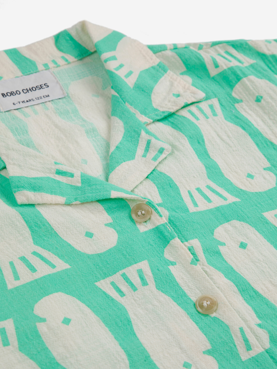 Bobo Choses Lucky Fish All Over Woven Shirt - Light Green