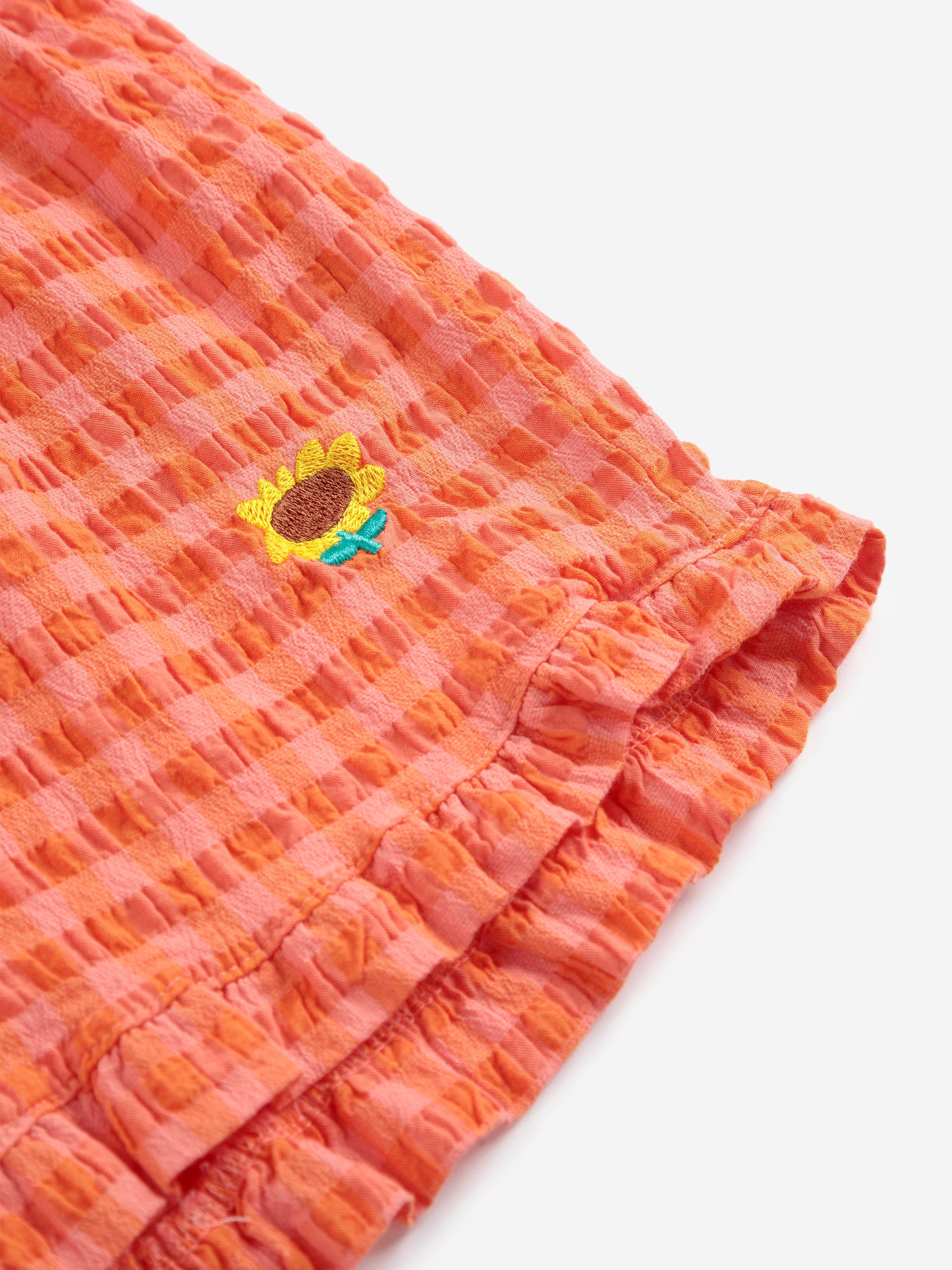 Bobo Choses Vichy Ruffle Woven Shorts - Fuchsia