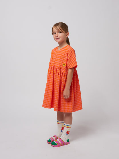 Bobo Choses Vichy Woven Dress - Fuchsia