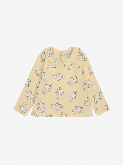 Bobo Choses Baby Freedom Bird All Over Collar T-shirt - Light Yellow