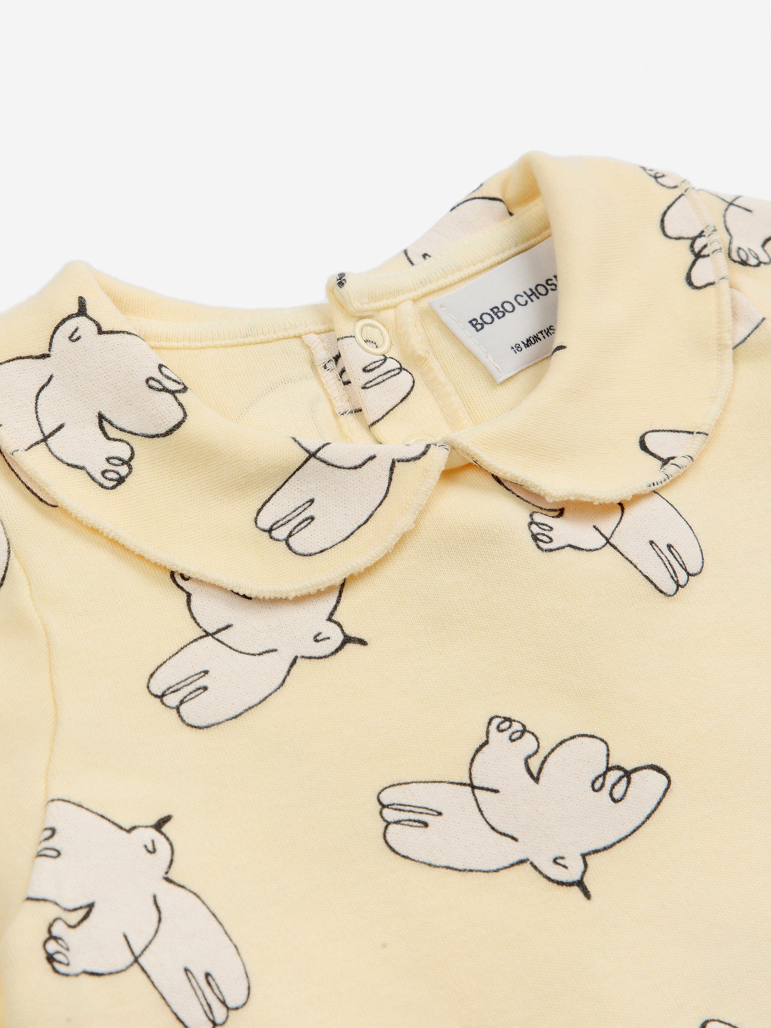 Bobo Choses Baby Freedom Bird All Over Collar T-shirt - Light Yellow