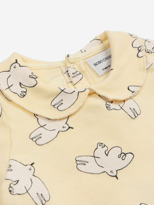 Bobo Choses Baby Freedom Bird All Over Collar T-shirt - Light Yellow