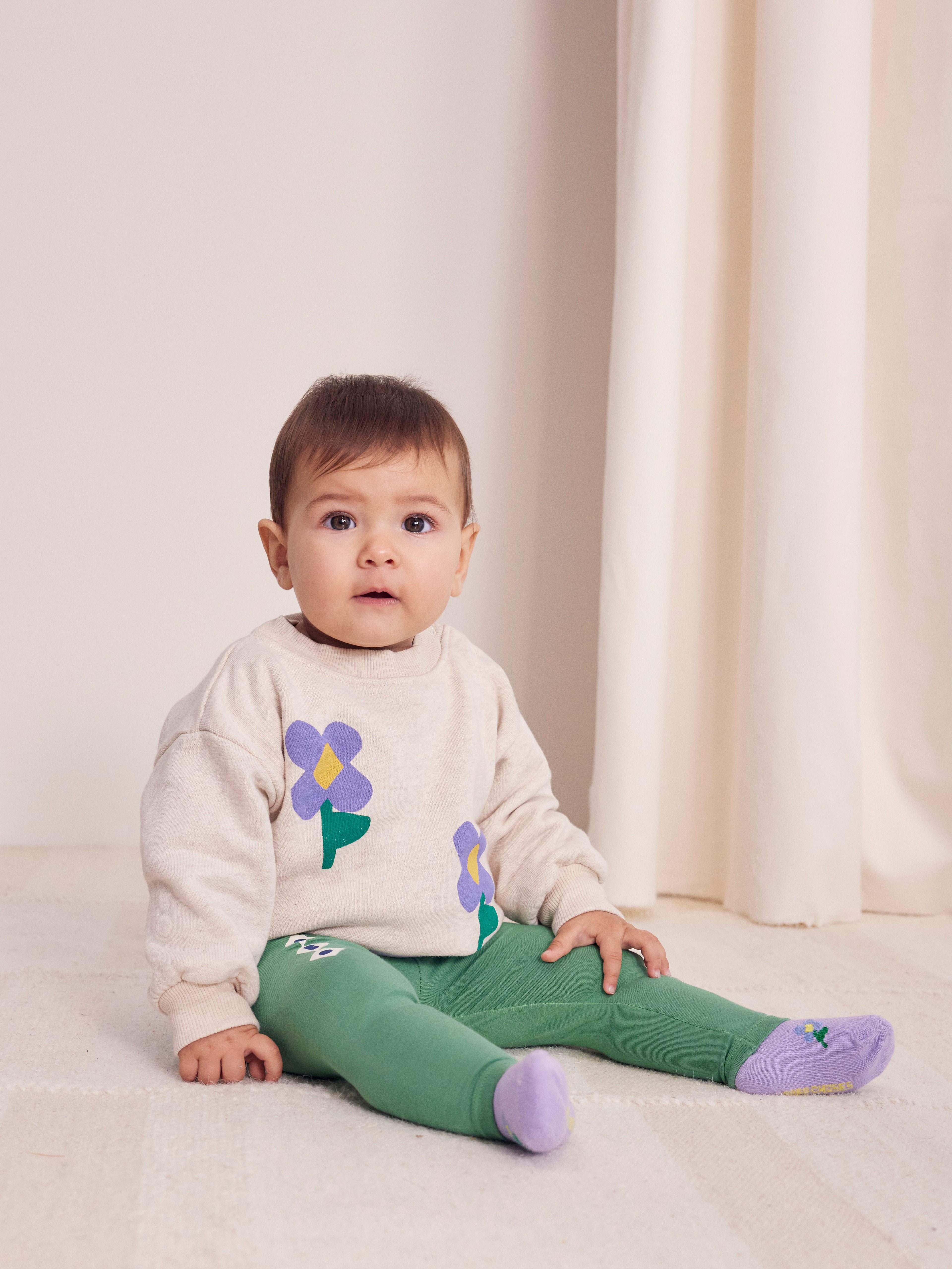 Bobo Choses Baby Pansy Flower Sweatshirt - Beige