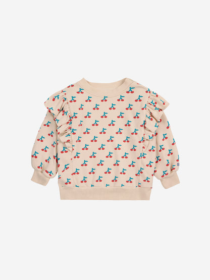 Bobo Choses Baby Cherry All Over Ruffle Sweatshirt