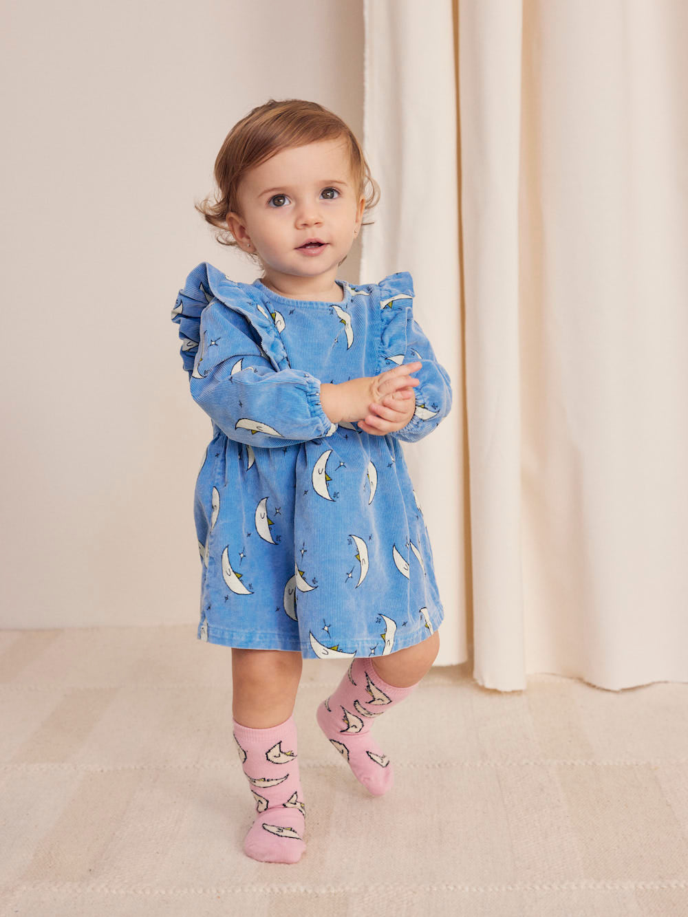 Bobo Choses Baby Beneath The Moon All Over Micro Corduroy Dress - Light Blue