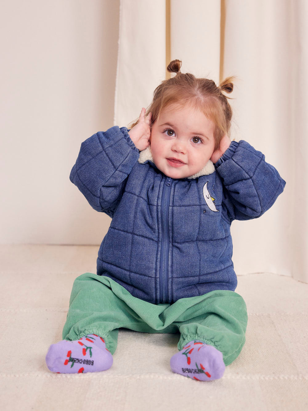 Bobo Choses Baby Quilted Denim Jacket - Navy Blue