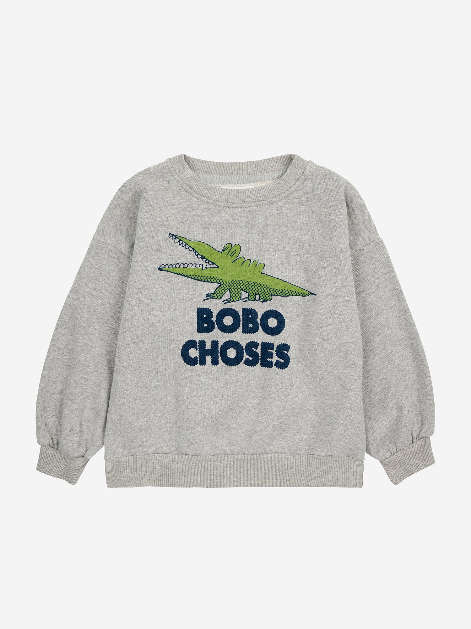 Bobo Choses Talking Crocodile Sweatshirt - Light Heather Grey