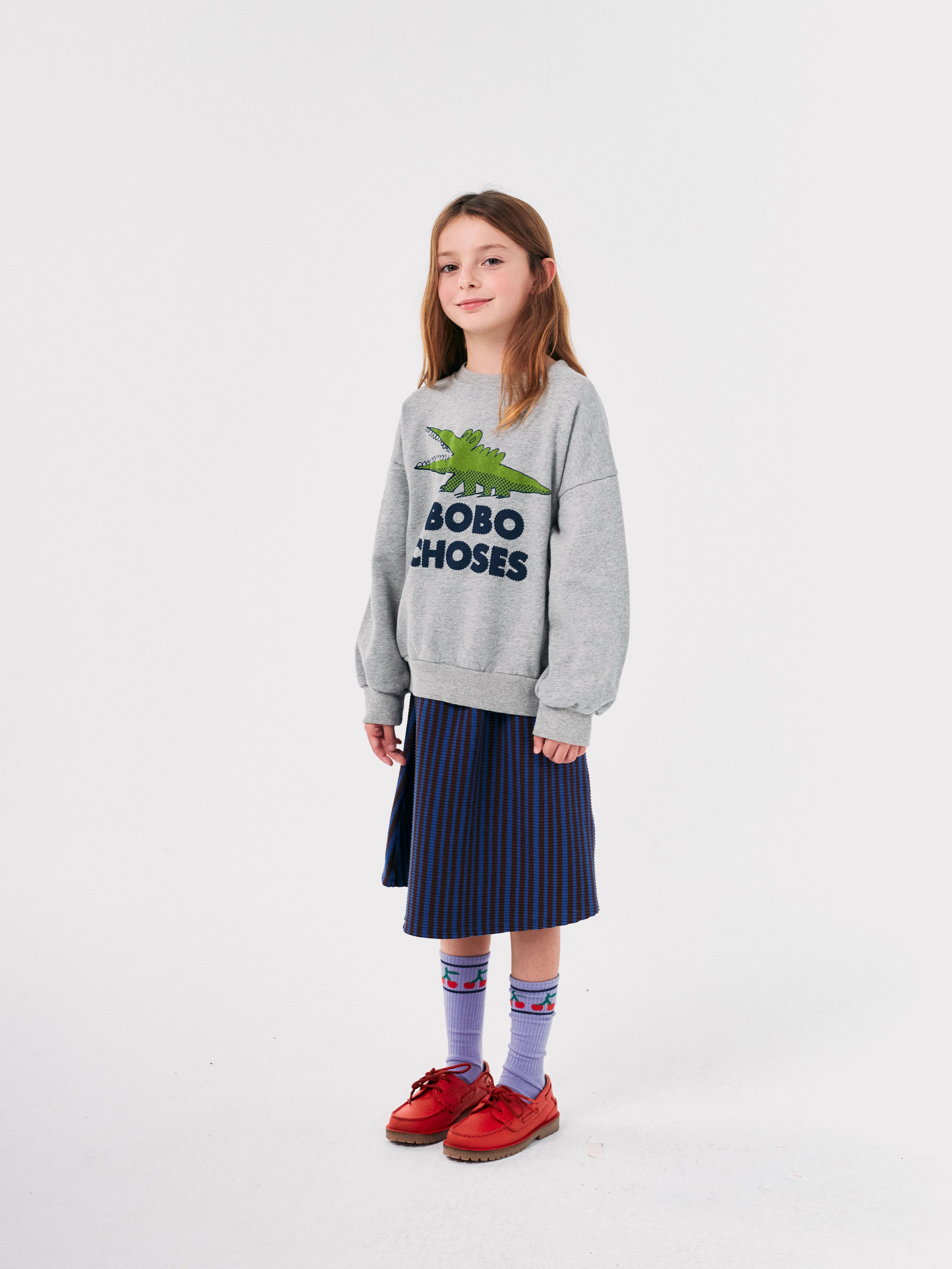 Bobo Choses Talking Crocodile Sweatshirt - Light Heather Grey