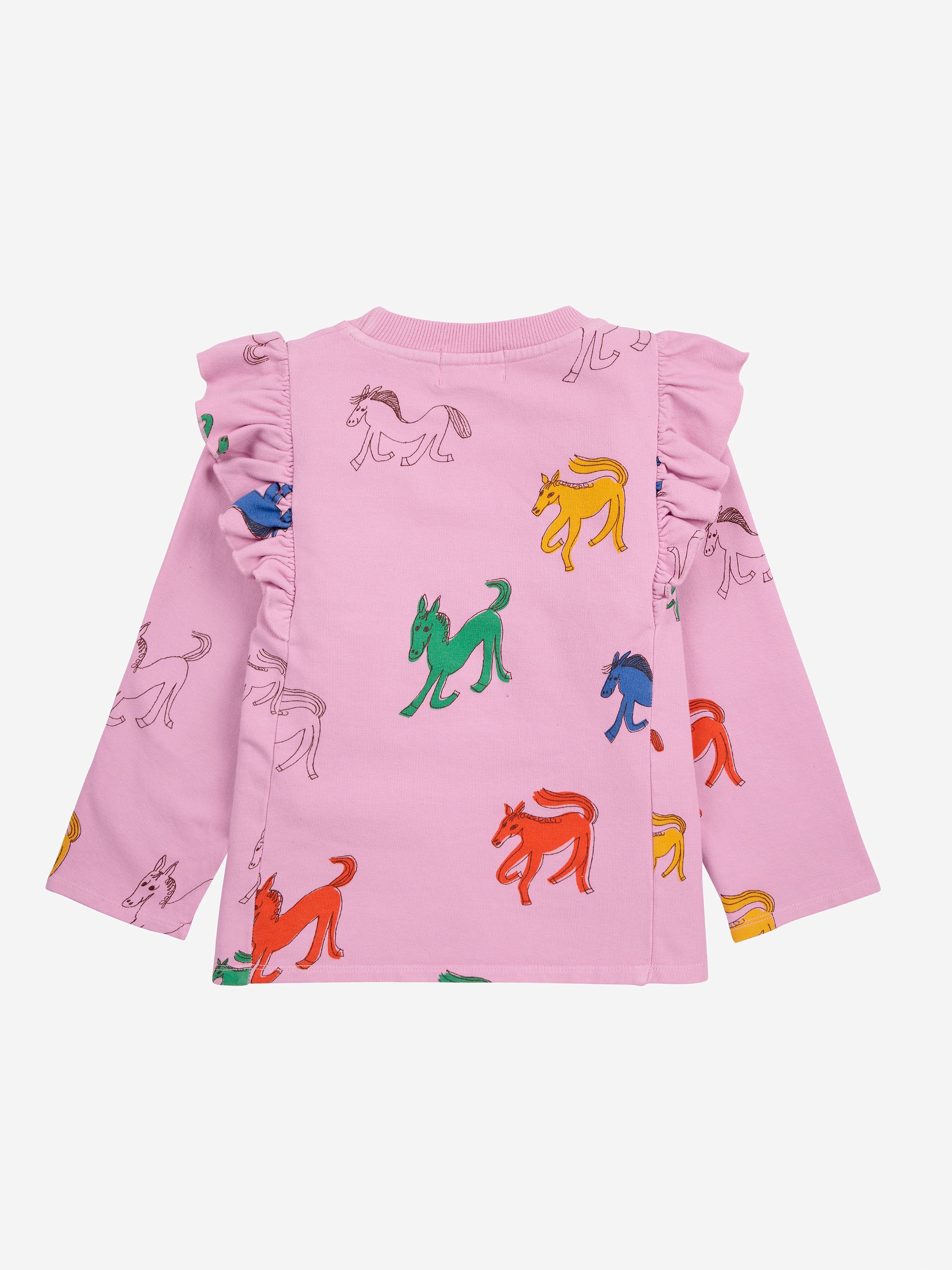 Bobo Choses Wonder Horse All Over Ruffle Sweatshirt - Pink