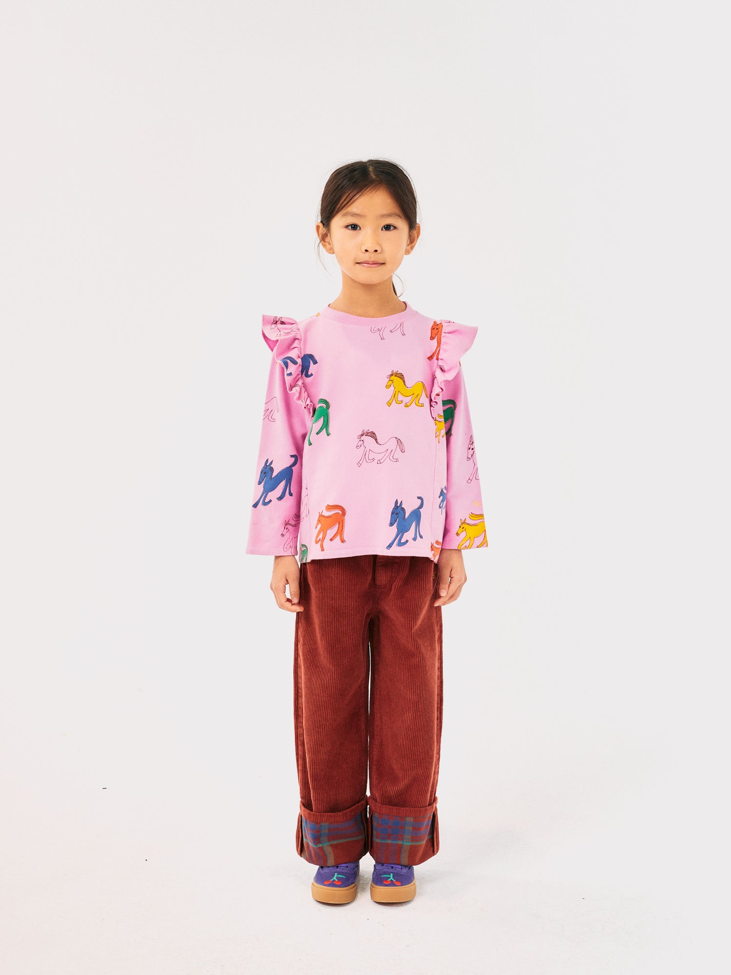 Bobo Choses Wonder Horse All Over Ruffle Sweatshirt - Pink