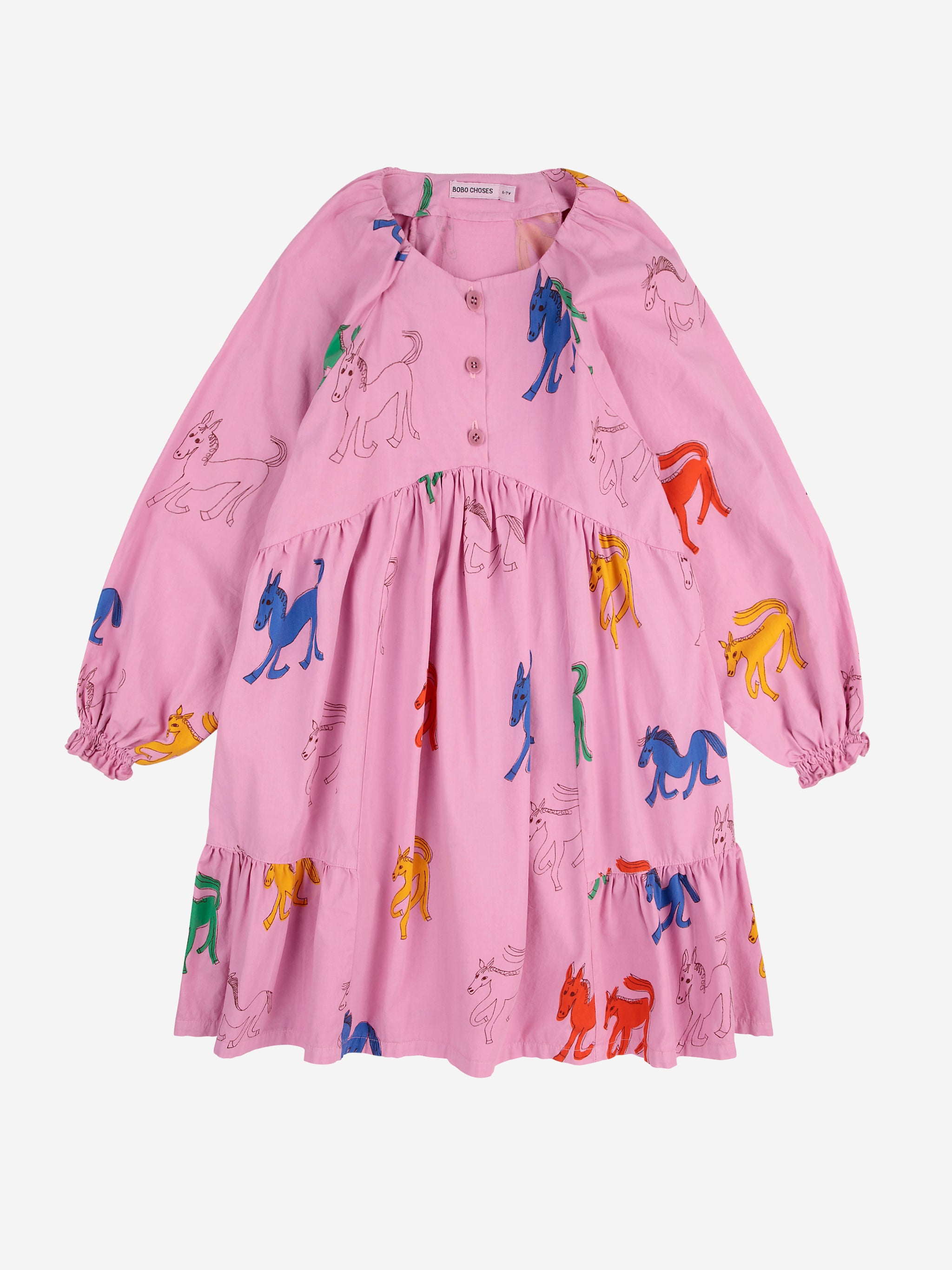 Bobo Choses Wonder Horses All Over Woven Dress - Pink