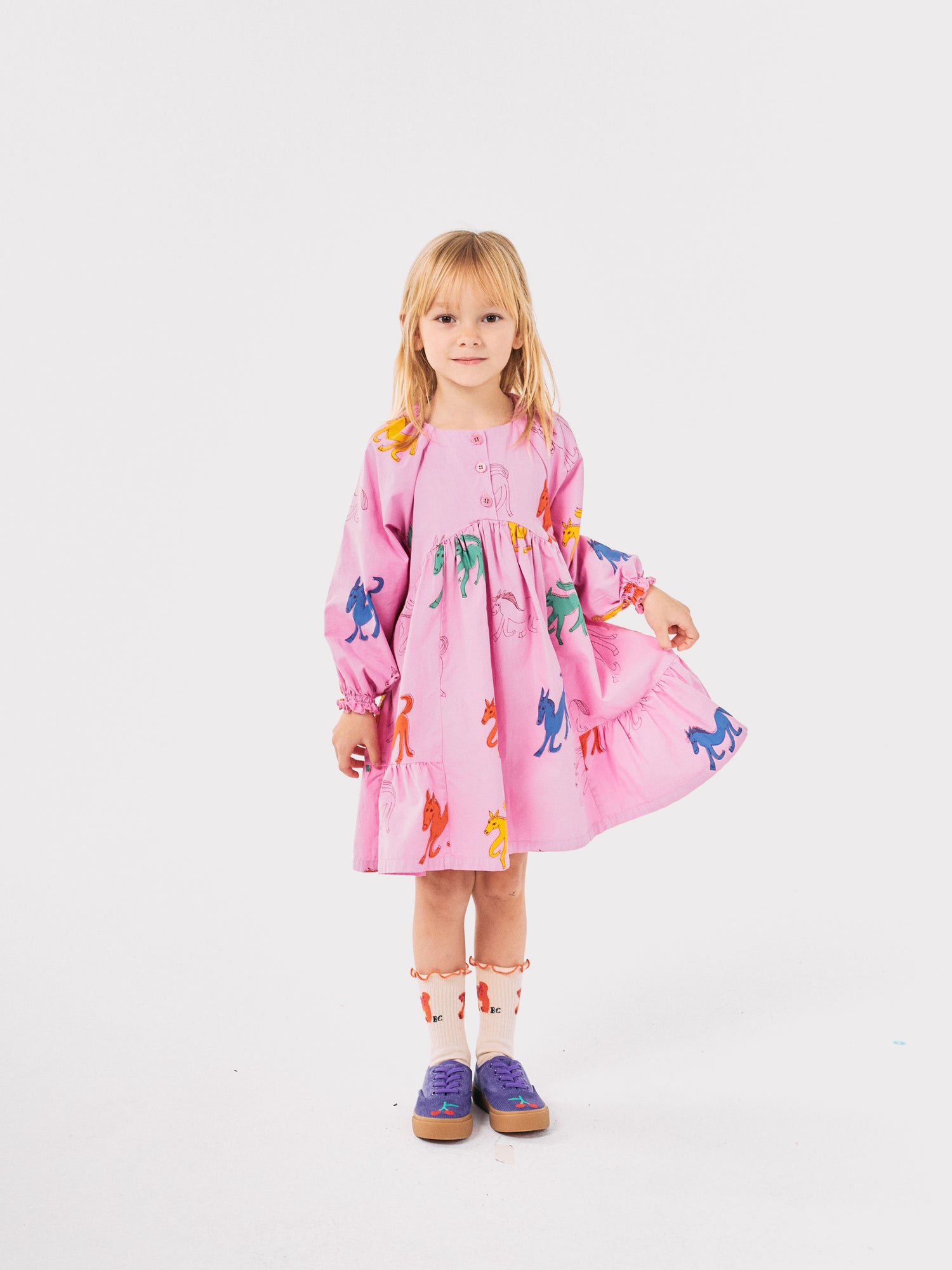 Bobo Choses Wonder Horses All Over Woven Dress - Pink