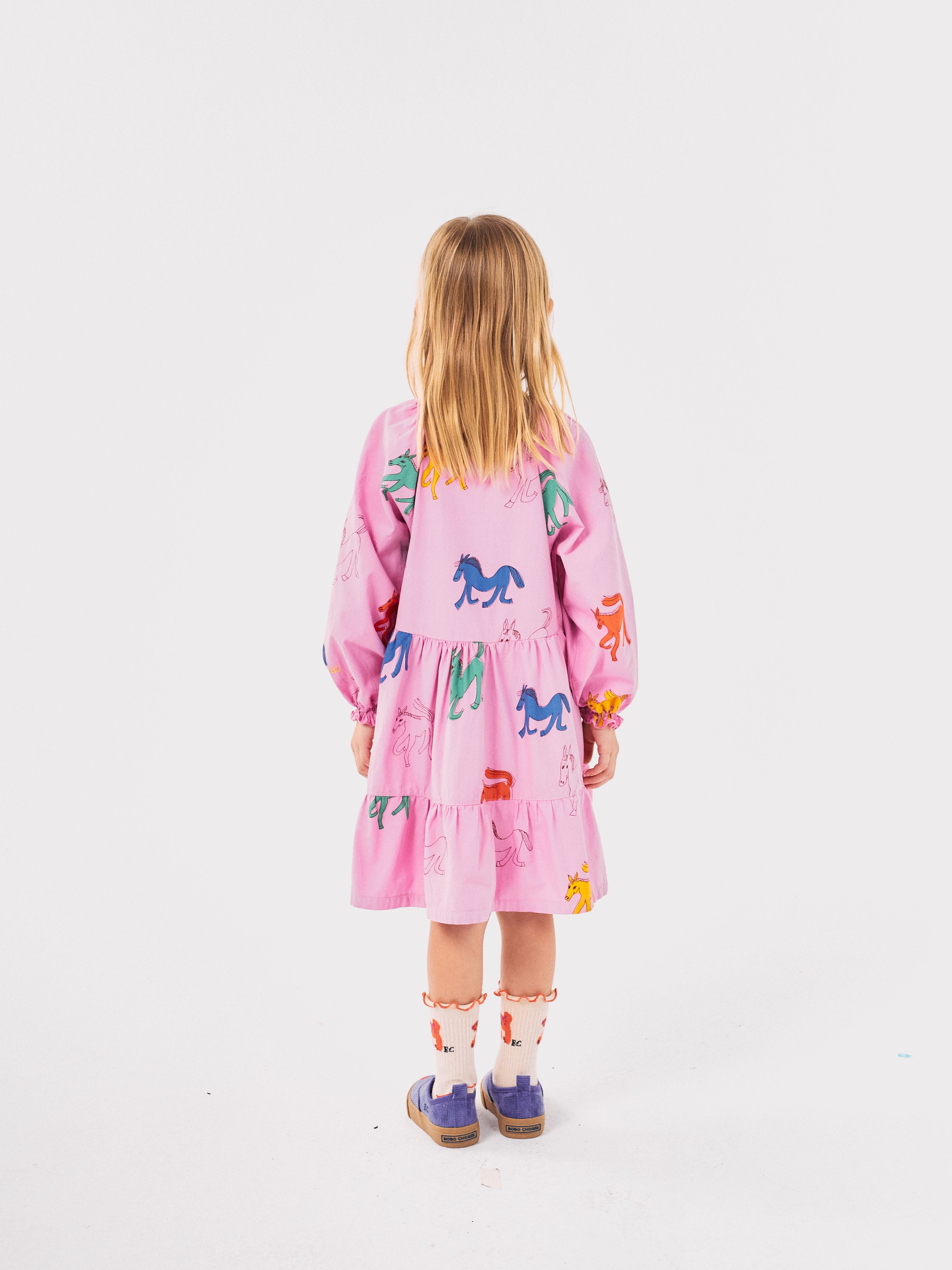 Bobo Choses Wonder Horses All Over Woven Dress - Pink