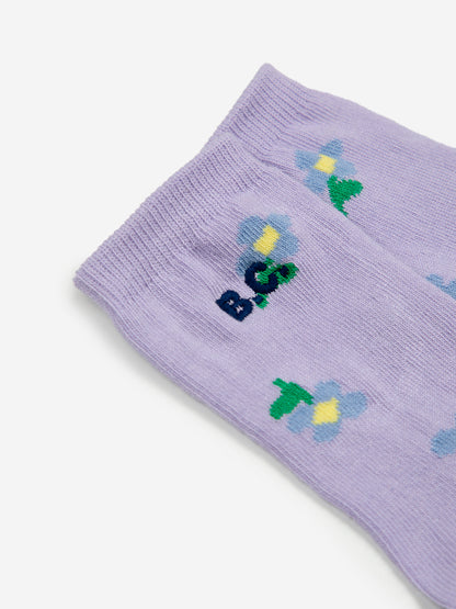 Bobo Choses Baby Pansy Flower All Over Long Socks - Lavender