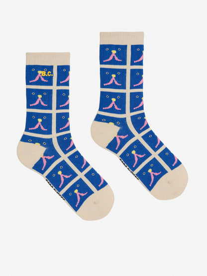 Bobo Choses Funny Face All Over Long Socks - Blue