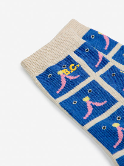 Bobo Choses Funny Face All Over Long Socks - Blue