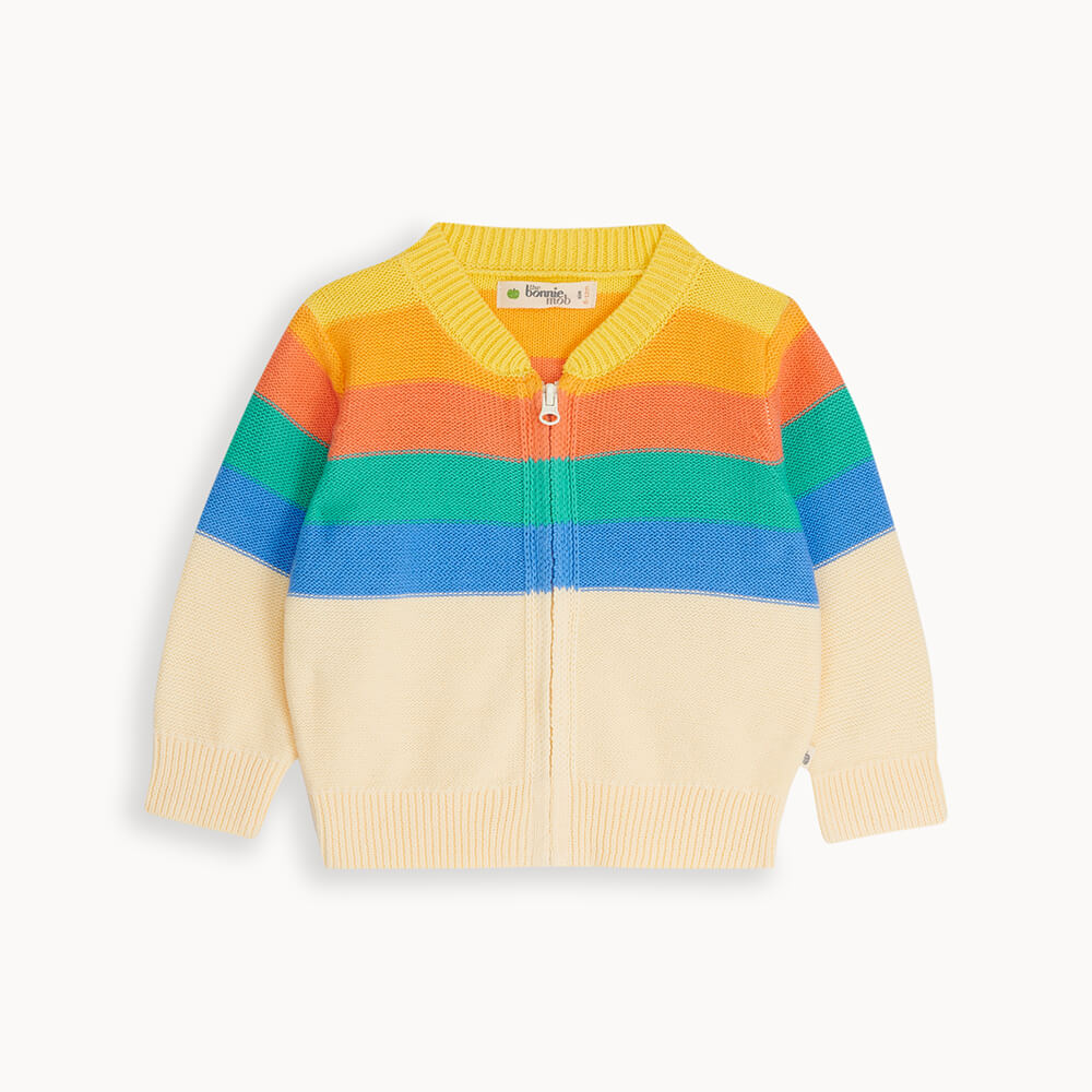 Bonnie Mob Baby Barnacle Stripe Cardigan - Rainbow