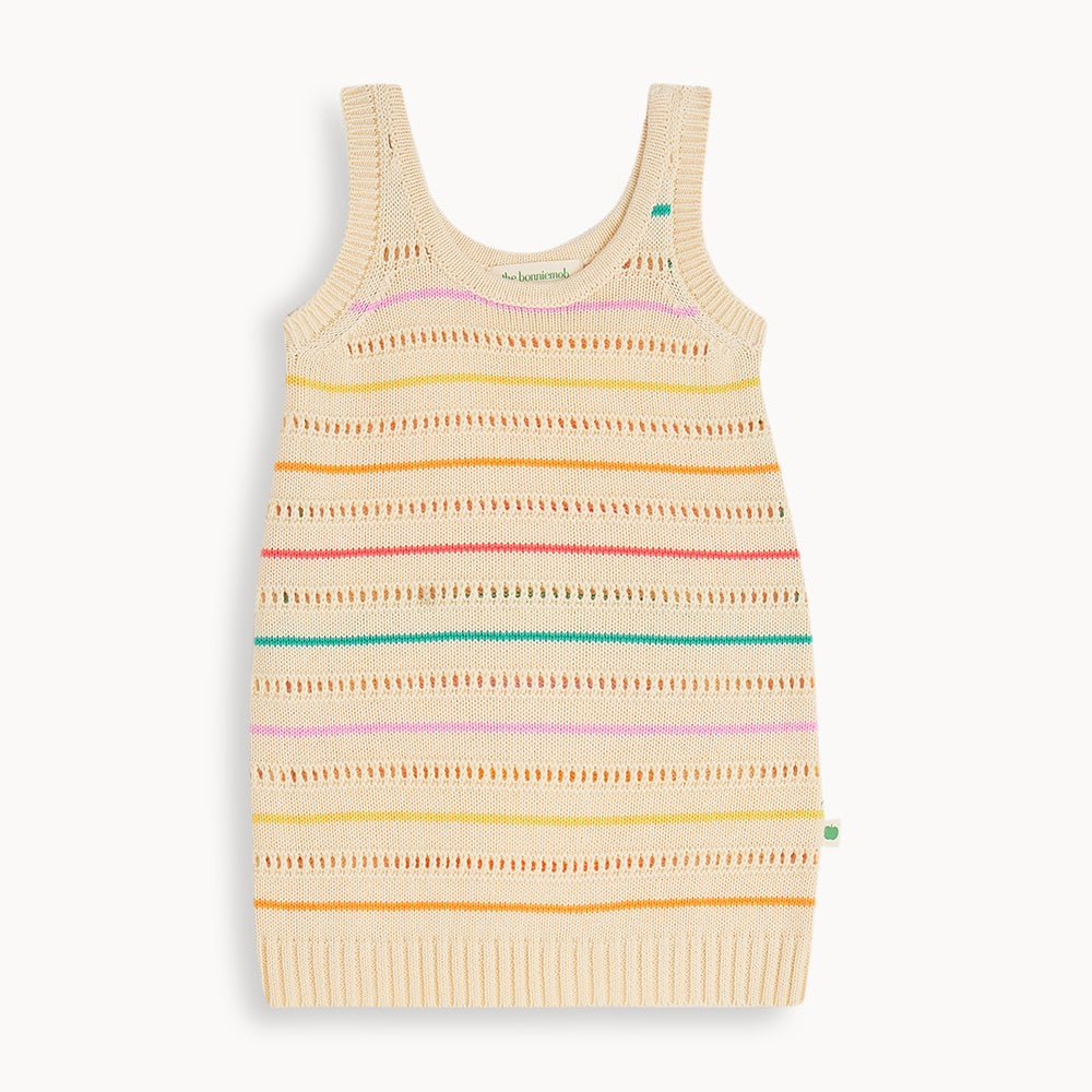 Bonnie Mob Capri Kids Pointelle Stripe Sun Dress - Rainbow