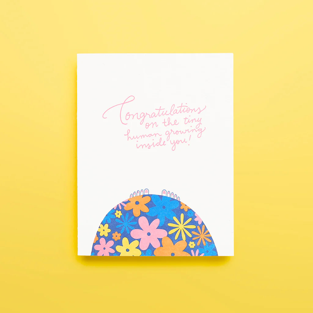 Shorthand Tiny Human Floral Greeting Card