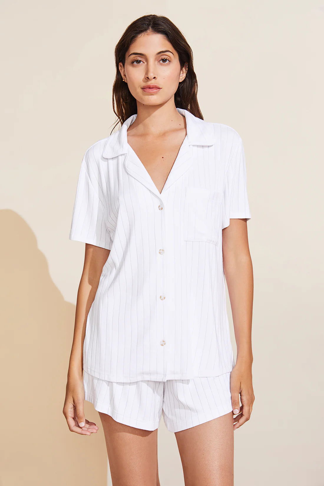 Eberjey Gisele Rib Relaxed Short Pj Set - White