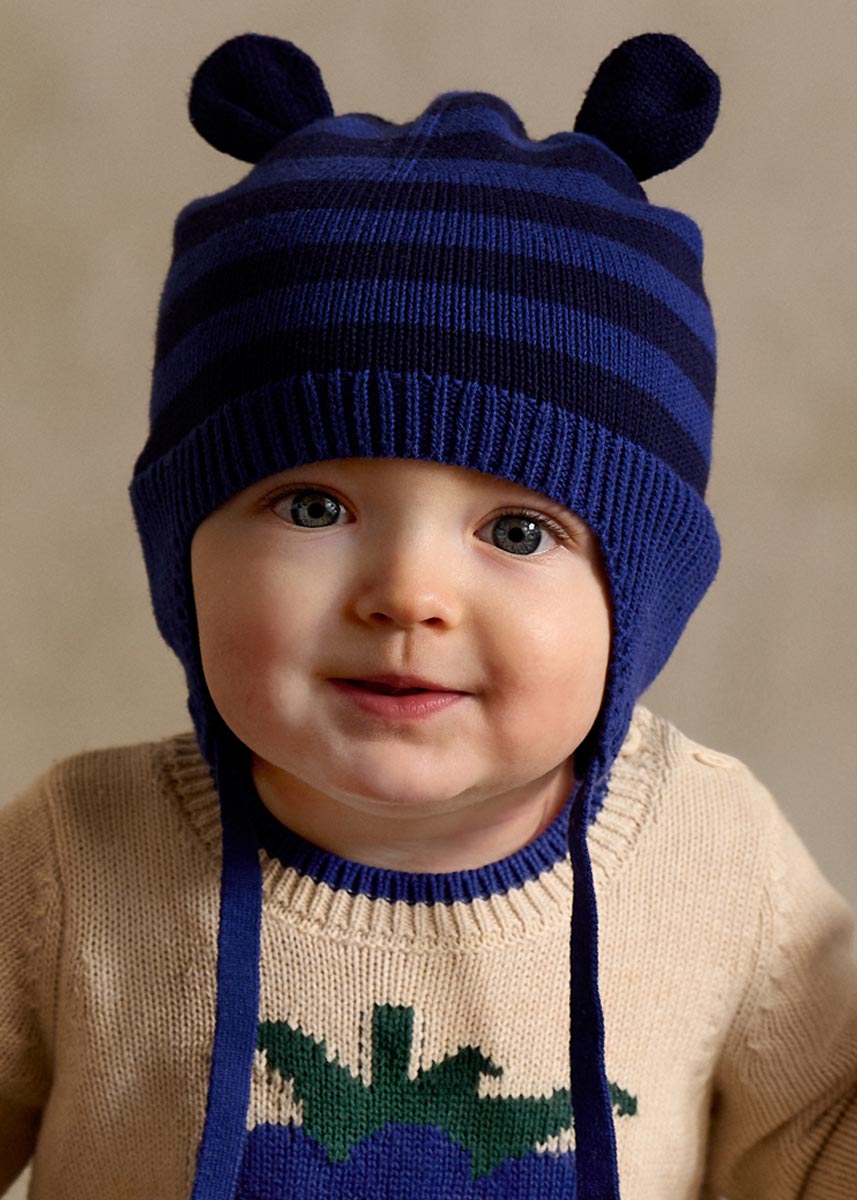 Bonnie Mob Damson Knit Hat With Ears - Blueberry