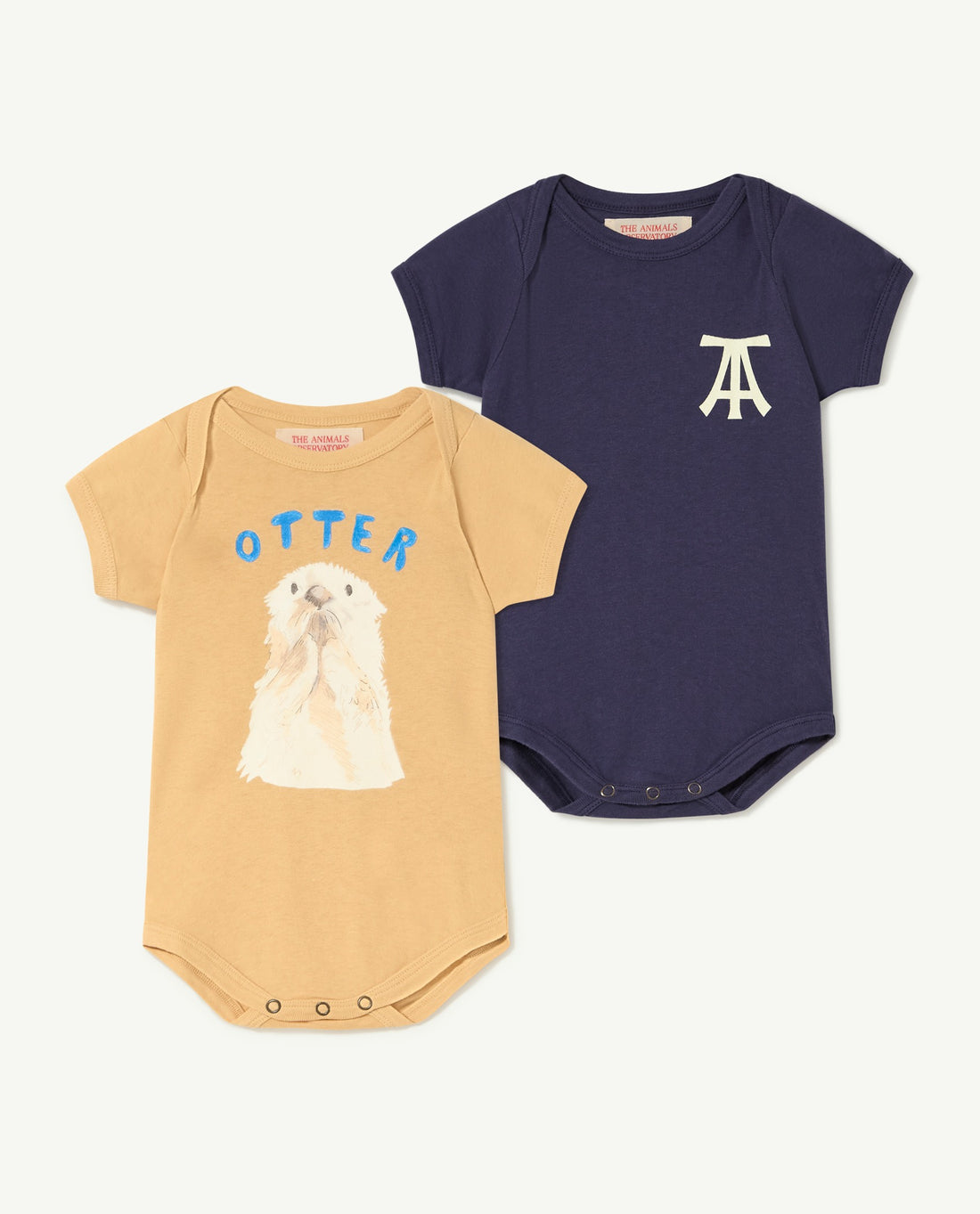 The Animals Observatory Pack Chimpanzee Baby Bodysuit Set - Tan/Navy