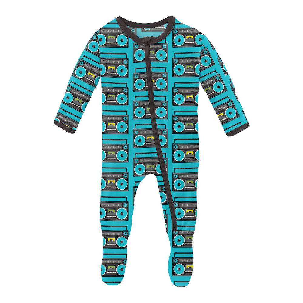 Kickee Pants Print Footie With 2 Way Zipper - Confetti Boombox