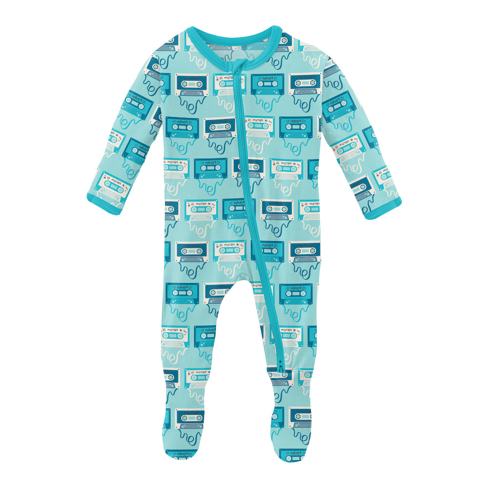 Kickee Pants Print Footie With 2 Way Zipper - Summer Sky Mixtape