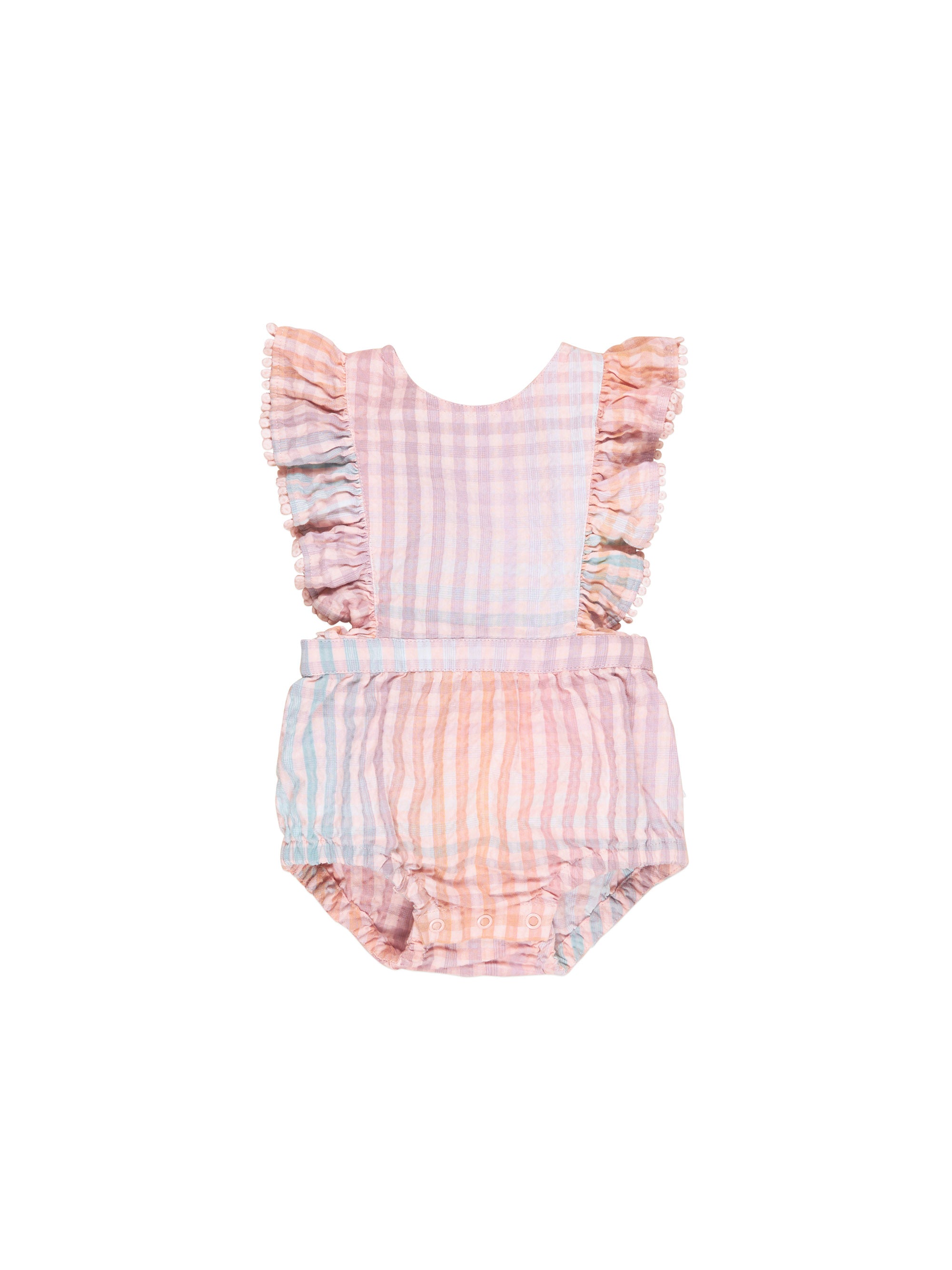 Huxbaby Rainbow Check Frill Playsuit - Multi