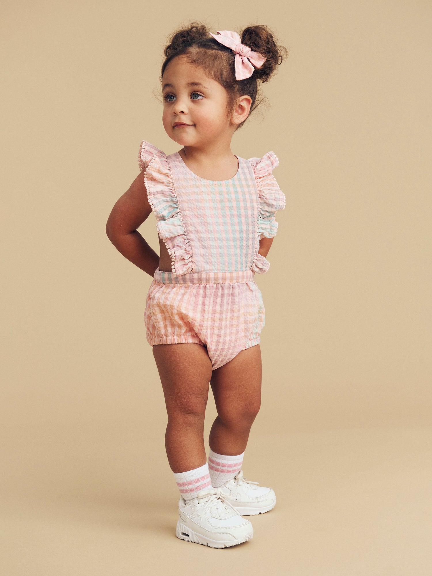 Huxbaby Rainbow Check Frill Playsuit - Multi