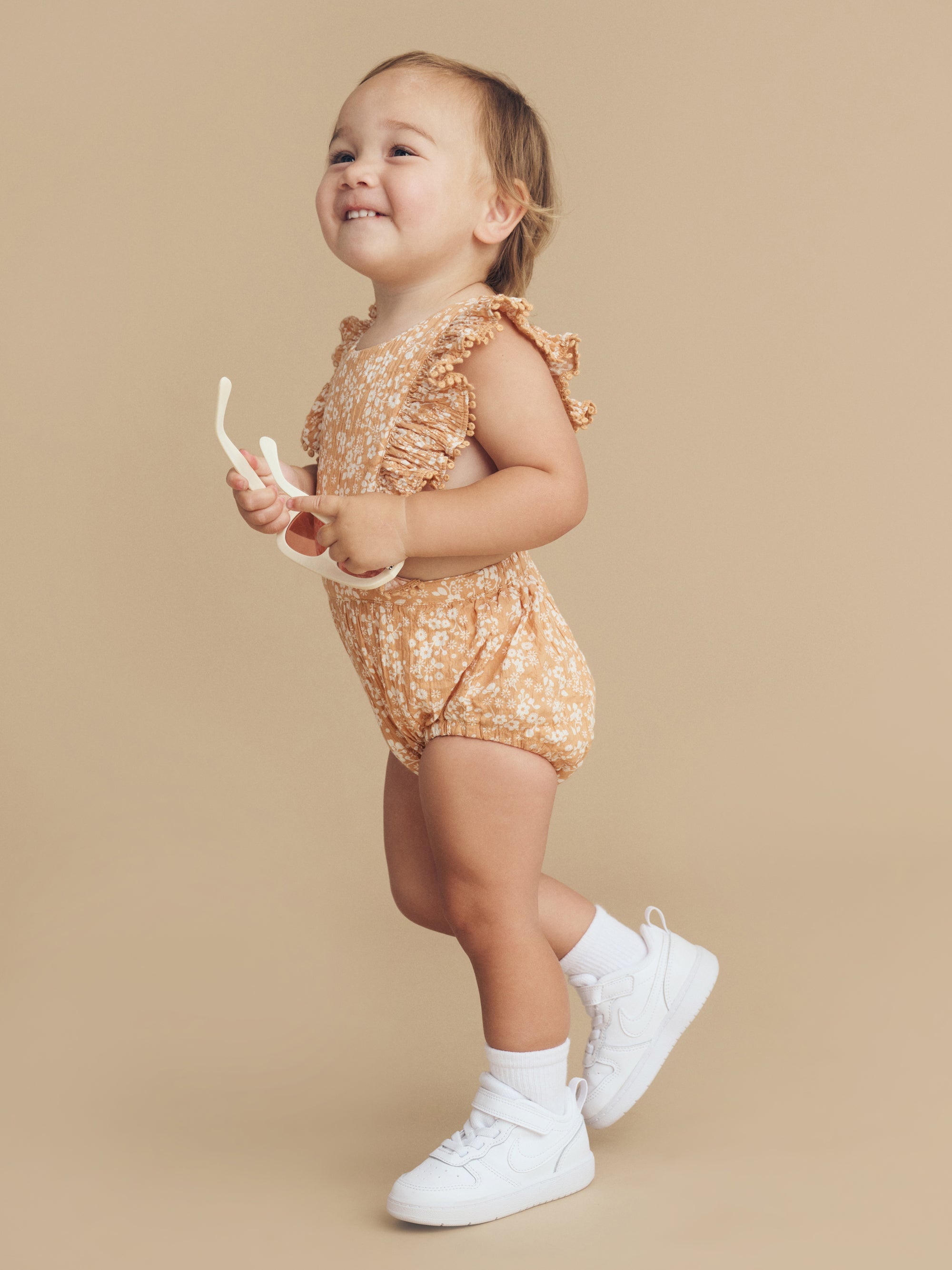 Huxbaby Floral Frill Playsuit - Warm Glow