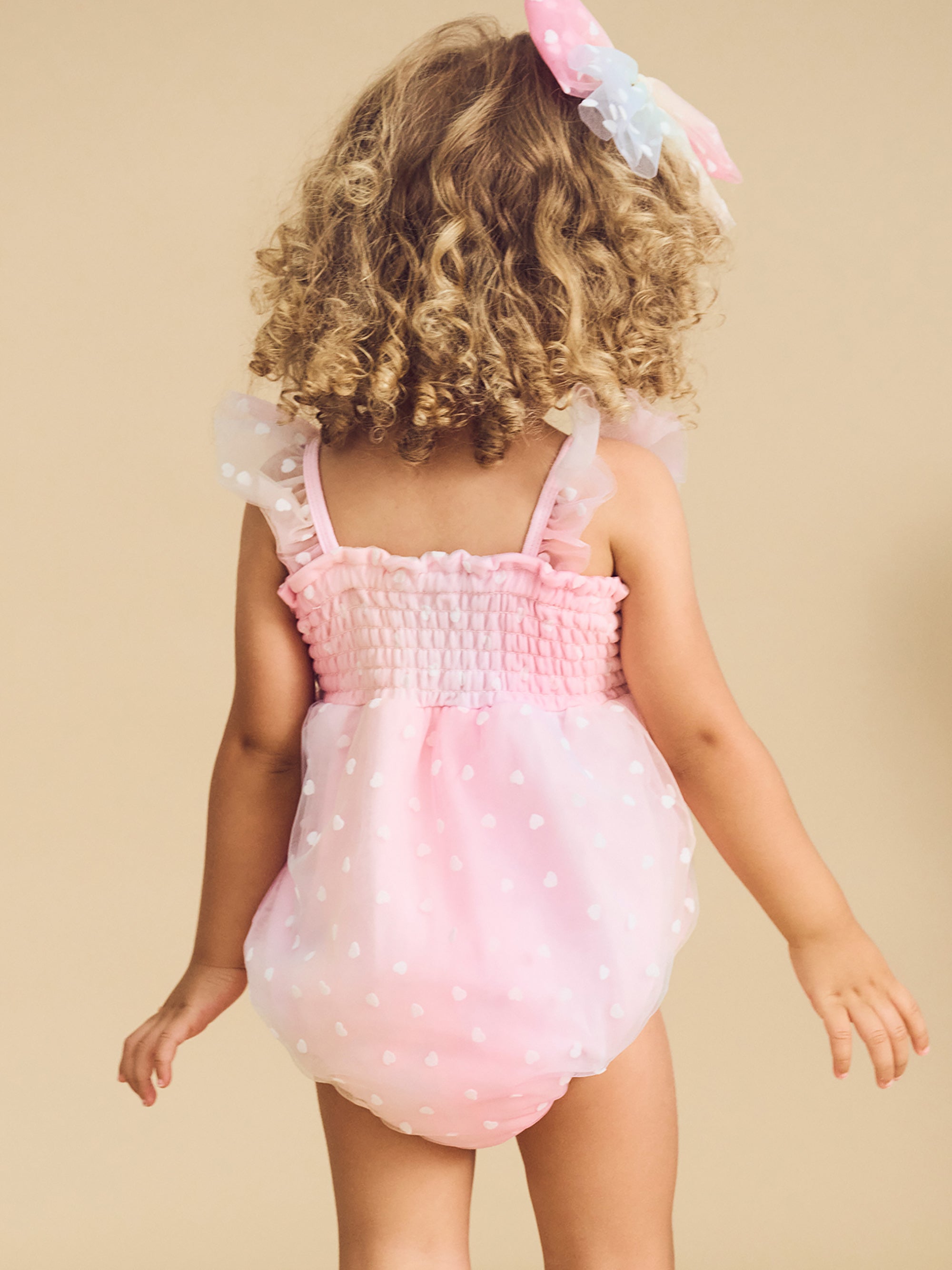 Huxbaby Sweetheart Frill Tulle Playsuit - Pastel Rainbow