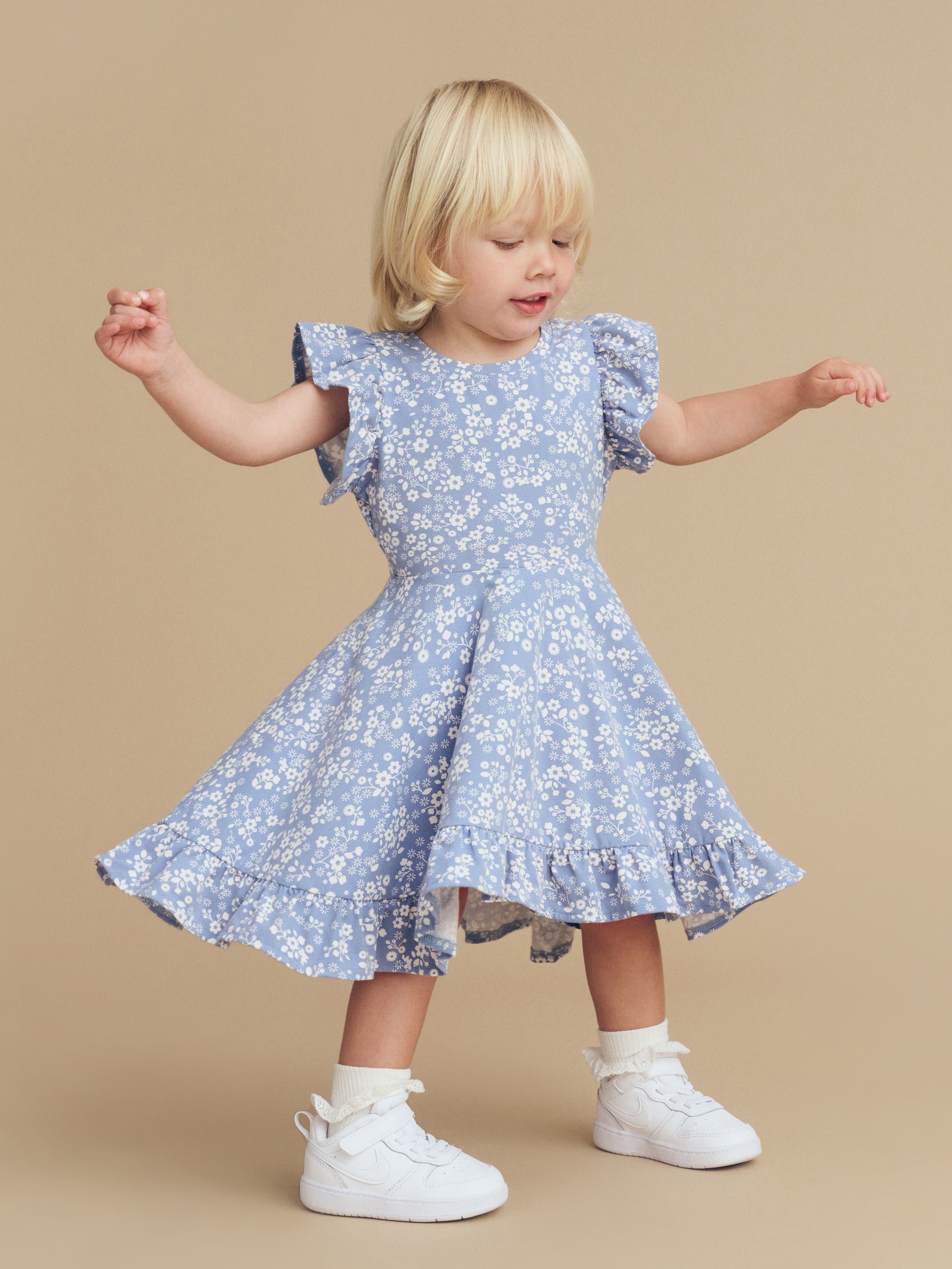 Huxbaby Floral Swing Dress - Lake