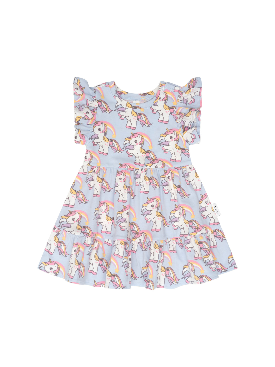 Huxbaby Rainbow Unicorn Tier Dress - Ice Water