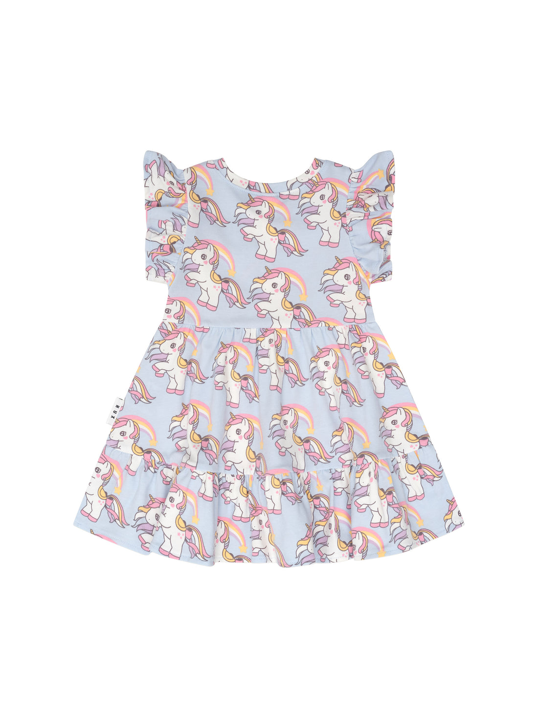 Huxbaby Rainbow Unicorn Tier Dress - Ice Water