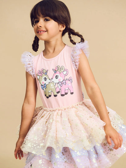 Huxbaby Reindeer Friends Tulle Dress - Candy