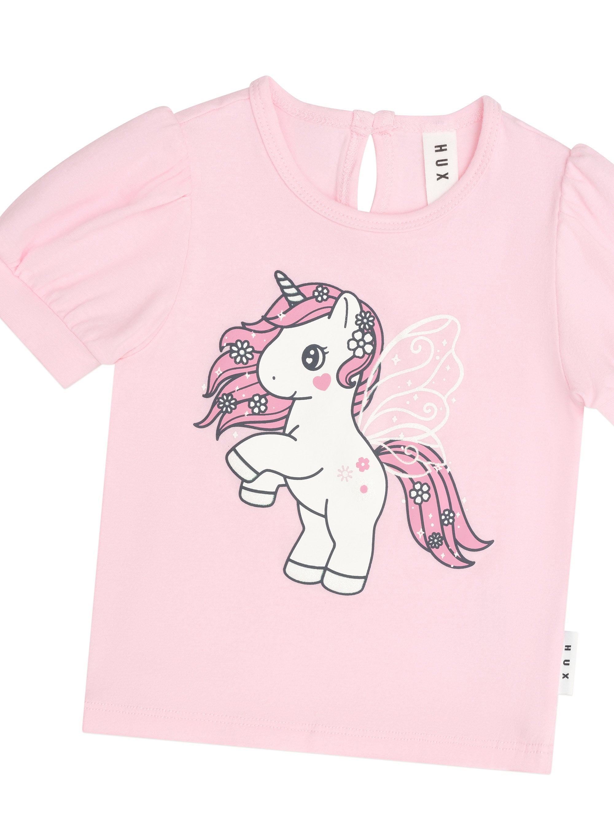 Huxbaby Flutter Unicorn Puff Sleeve T-shirt - Cherry Blossom