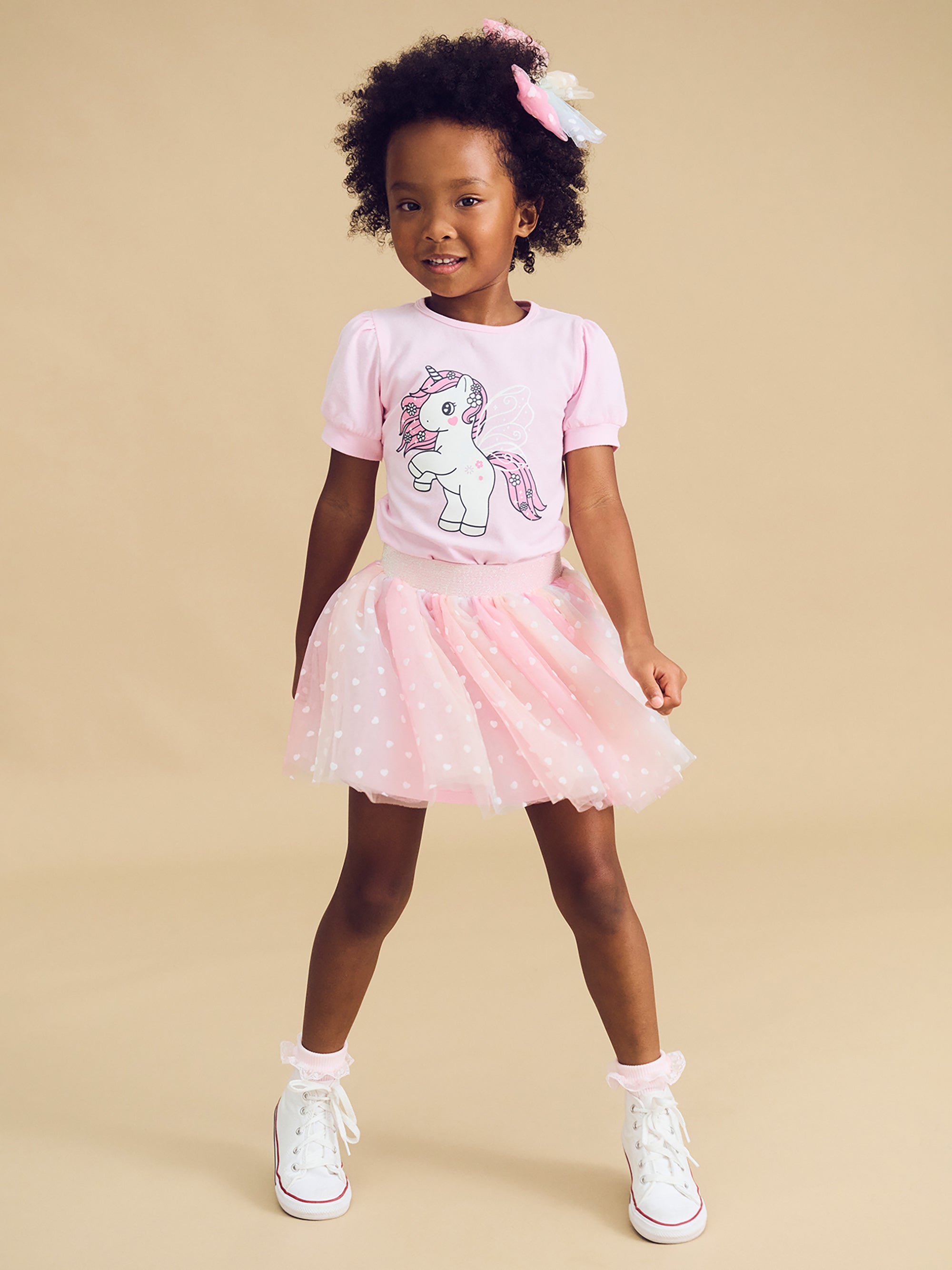 Huxbaby Flutter Unicorn Puff Sleeve T-shirt - Cherry Blossom