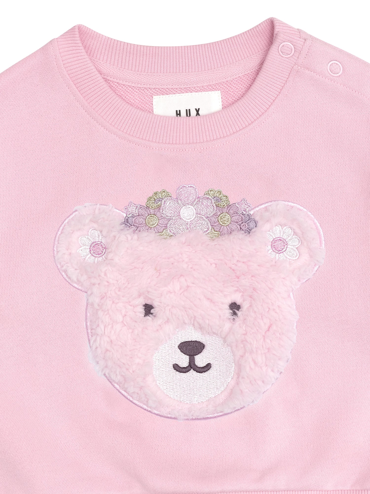 Huxbaby Daisy Furry Bear Sweatshirt - Lilac Mist