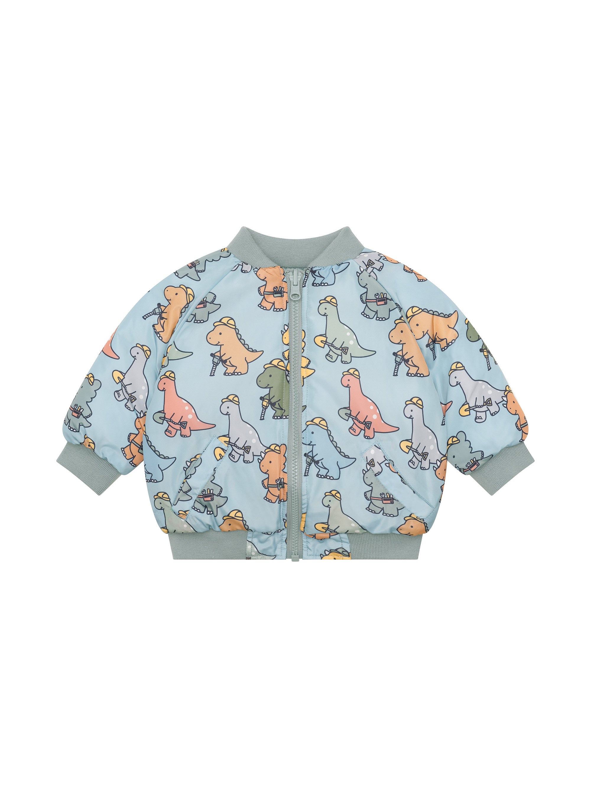 Huxbaby Construction Dinos Reversible Bomber - Mineral Green