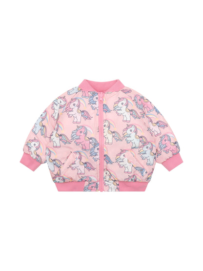 Huxbaby Rainbow Unicorn Reversible Bomber - Bubblegum