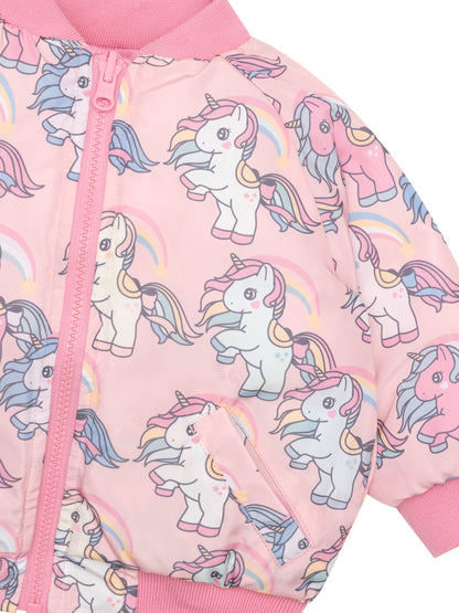 Huxbaby Rainbow Unicorn Reversible Bomber - Bubblegum