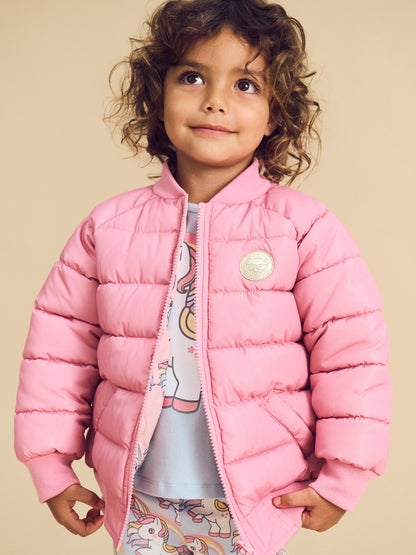 Huxbaby Rainbow Unicorn Reversible Bomber - Bubblegum