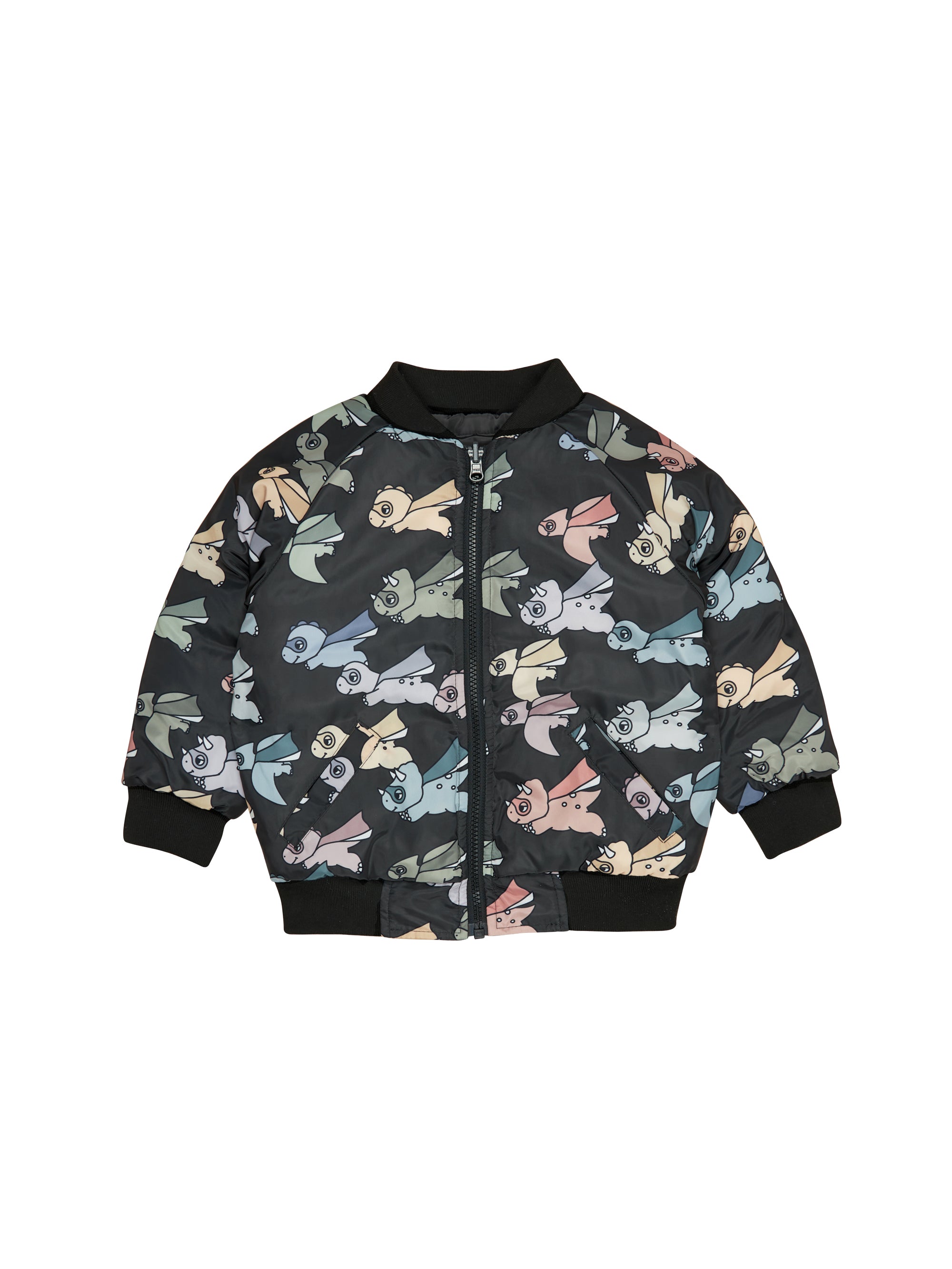 Huxbaby Super Dino Reversible Bomber - Multi + Soft Black