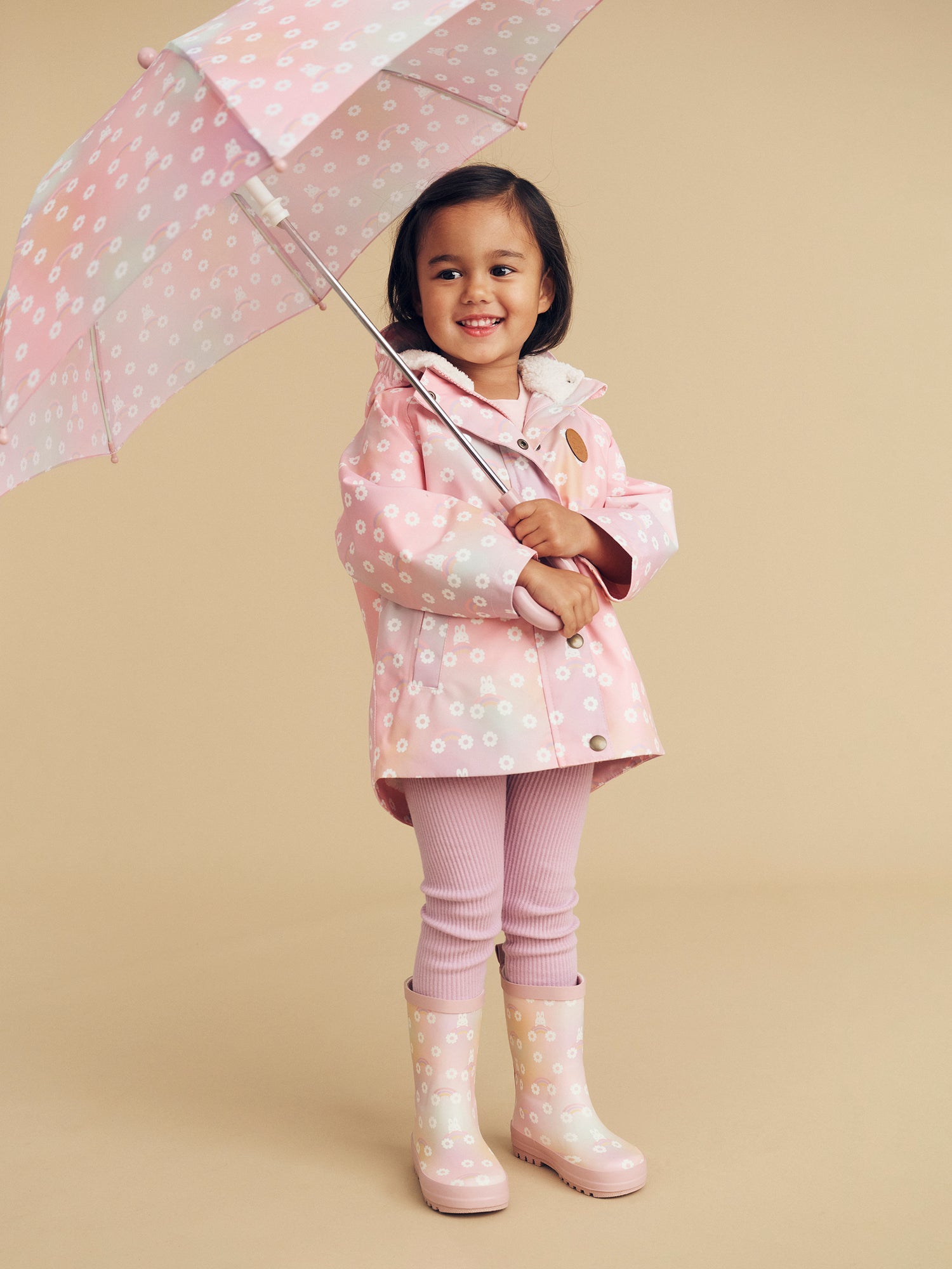 Huxbaby Rainbow Bunny Raincoat - Rainbow