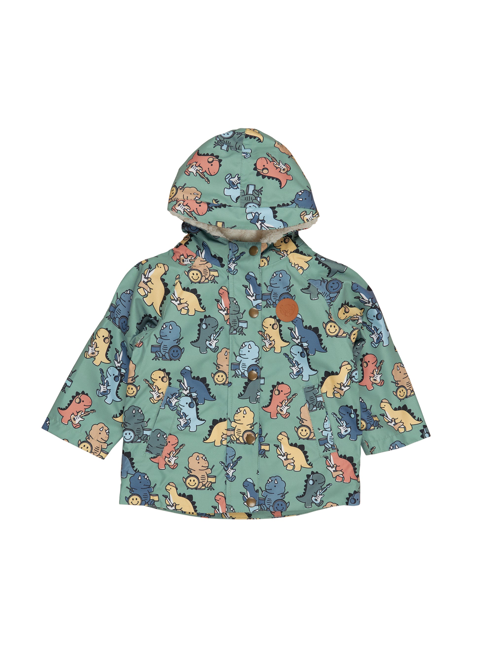 Huxbaby Dino Band Raincoat - Winter Green