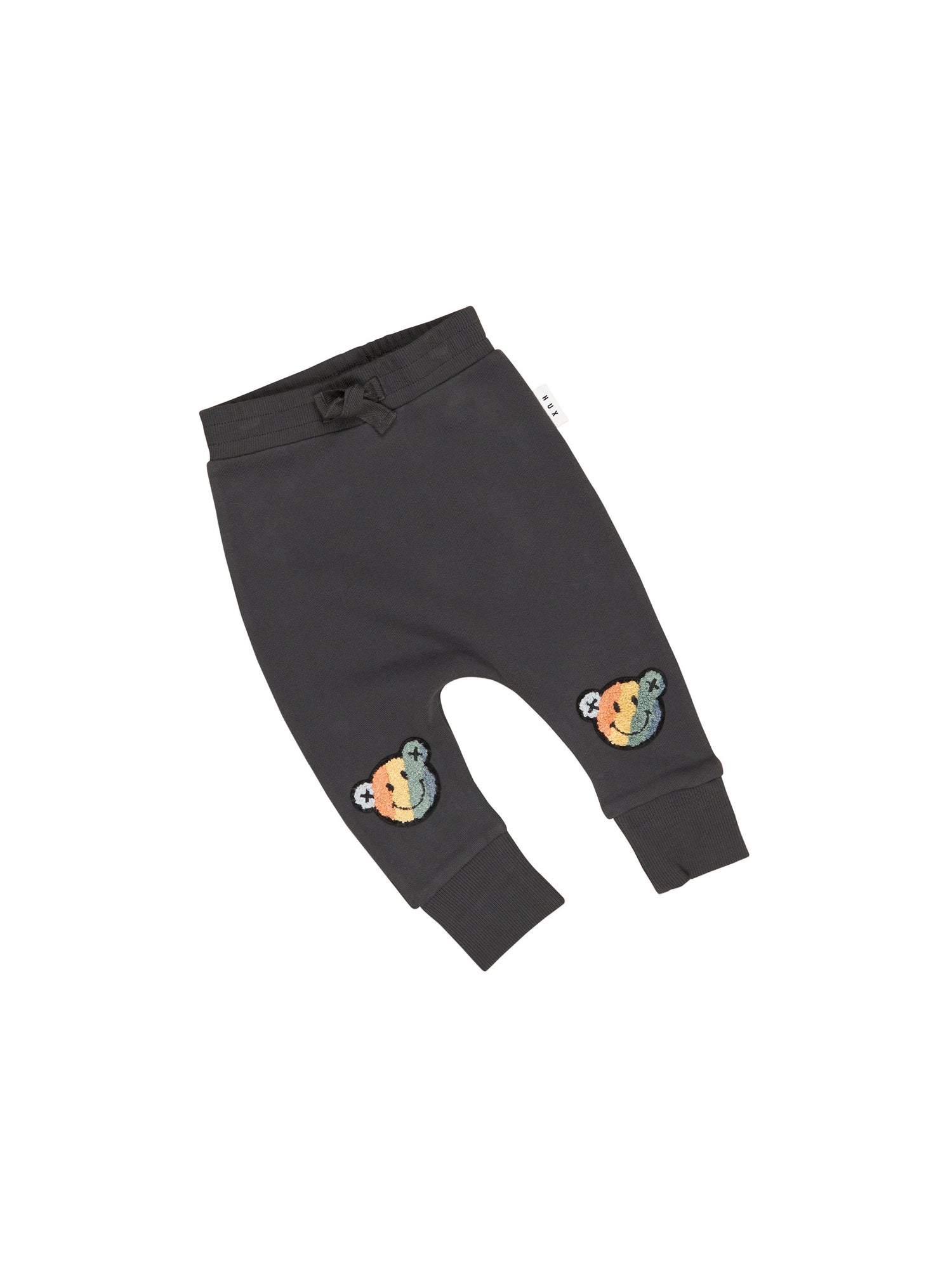 Huxbaby Smiley Rainbow Drop Crotch Pant  - Soft Black