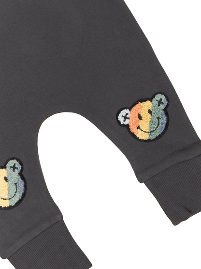 Huxbaby Smiley Rainbow Drop Crotch Pant  - Soft Black